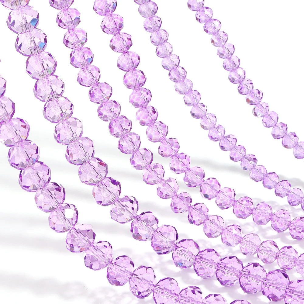 1줄/묶음 3/4/6/8/10mm 퍼플 크리스탈 비즈, 각진 유리 비즈, 느슨한 스페이서 비즈, 쥬얼리 제작 DIY 목걸이 팔찌용