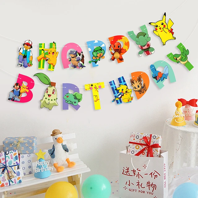 Anime pokemon desenhos animados pikachu tema festa decoração fundo pokemon  anime figura festa suprimentos decoração crianças brinquedos presente de  natal - AliExpress