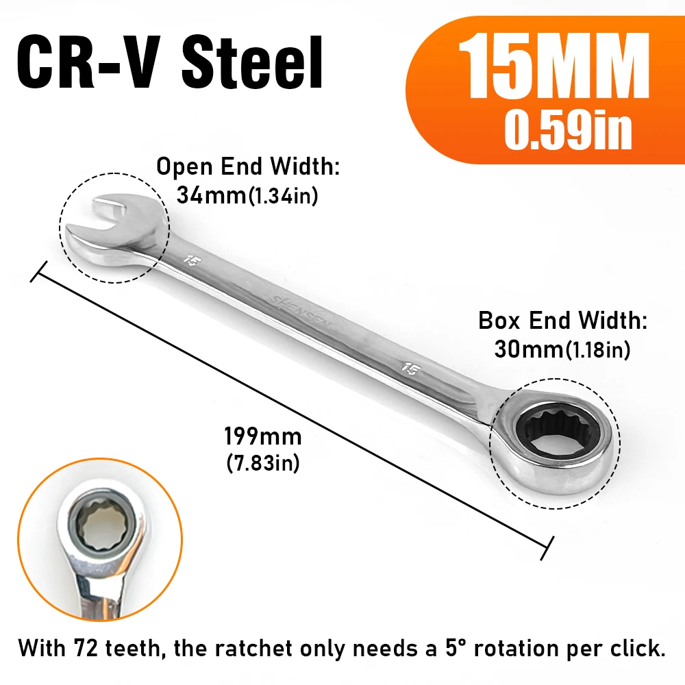 Versatile Ratchet Wrench with 72-Tooth Mechanism