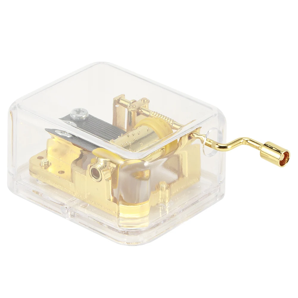 Hand Operated Music Box Acrylic Creative Crafts Ornaments Hand Movement Birthday Gifts Women Boyfriend Music Home Decor Golden 6