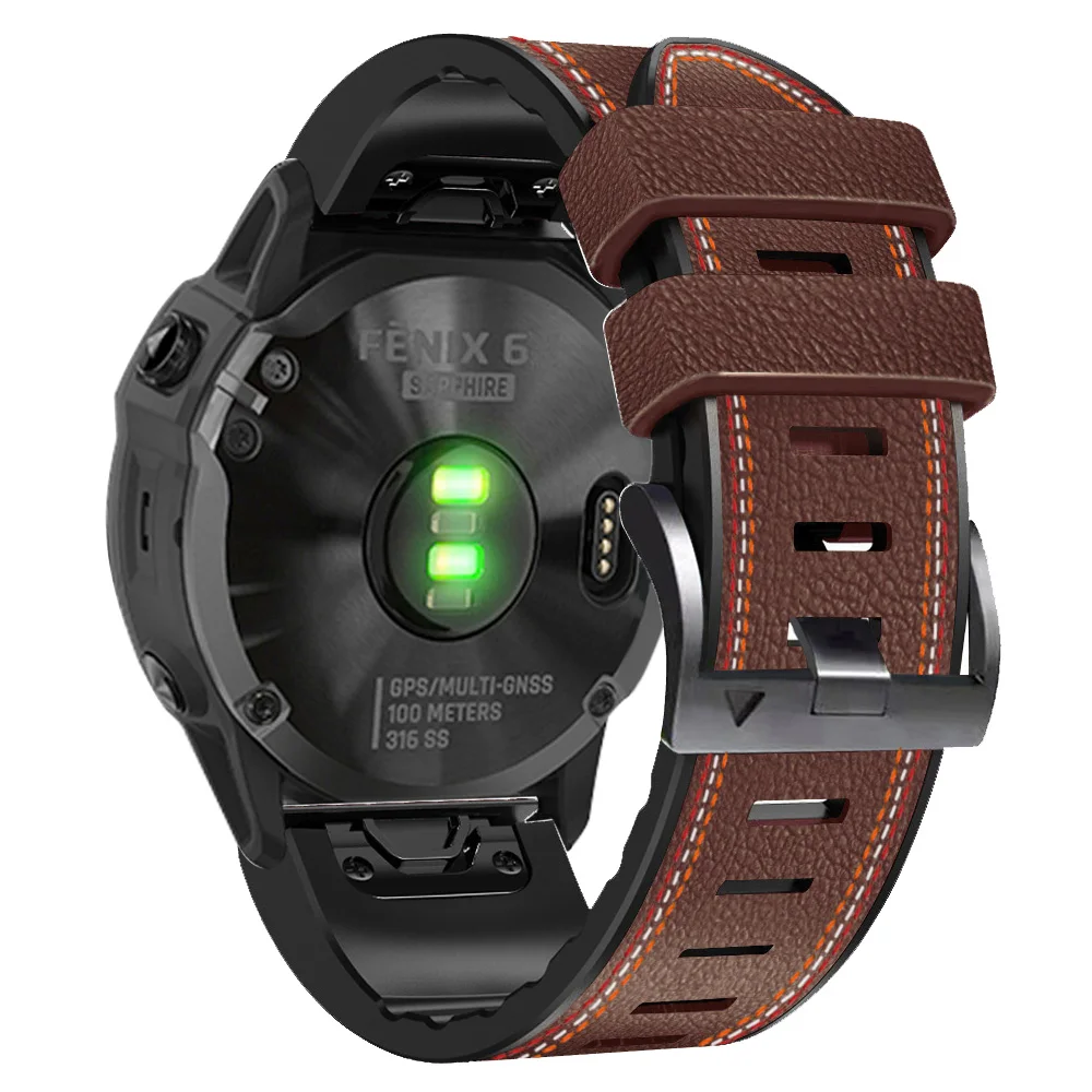 Correas de silicona de cuero genuino para reloj inteligente, pulsera de 22  y 26mm para Garmin Fenix 7, 7X, 6, 6X Pro, 5X, 5 Plus, Epix Gen 2