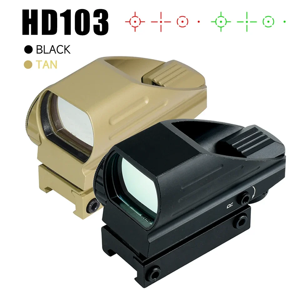 HD103 Red Green Dot Sight 4 Reticle Optics ON & Off Switch Sight Tactical Collimator Optical Riflescope with 20mm Rail Mount red dot sight,rifle scope