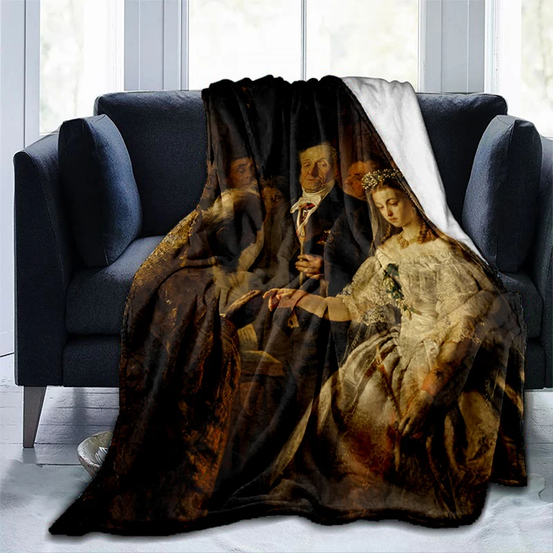 

Famous Paintings Art Printed Gedruckt Bettdecke Geschenk Modern Blanket Flannel Soft Plush Sofa Bed Throwing Blankets