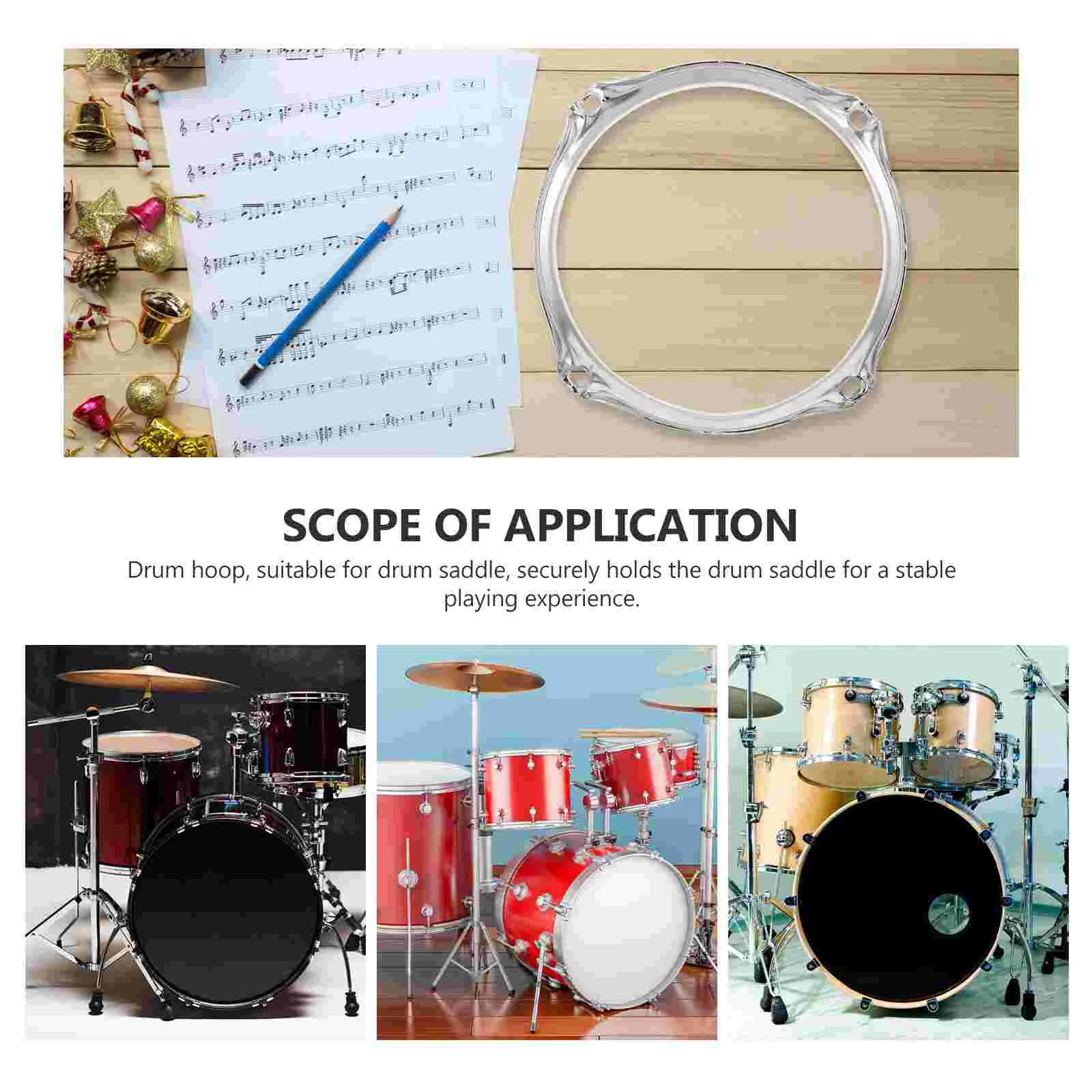 Drum Kit Accessories Bass Hoop Clamp Instrument Silver Metal Hoops for Crafting