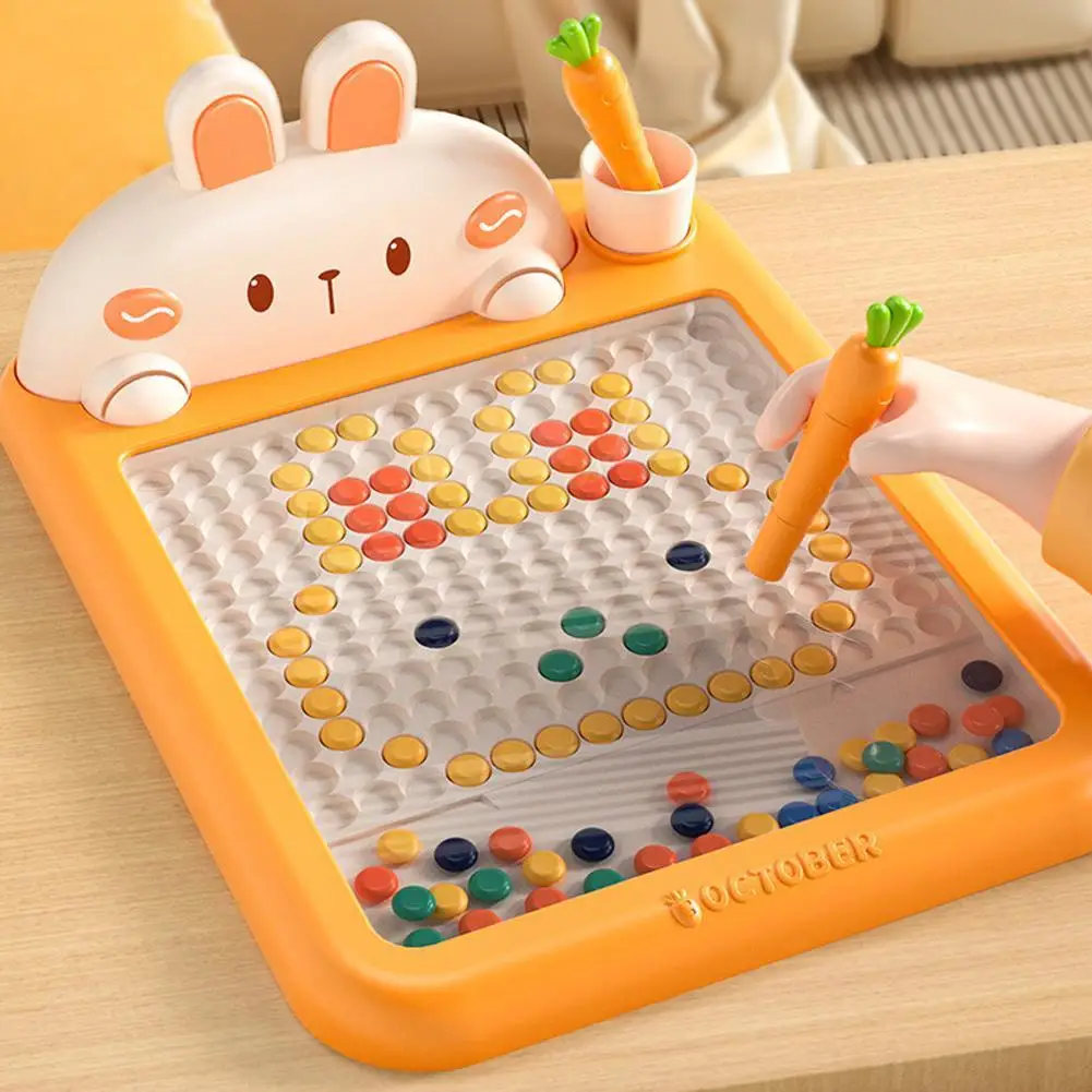 

Rabbit Magnetic Drawing Board Carrot Magnet Pen Kids Reusable Drawing Toy Baby Colorful Beads Painting Doodle Sketch Pad Gifts