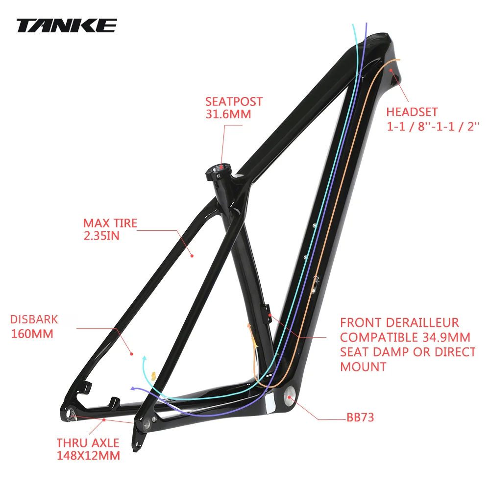 TANKE 29er Carbon Mountain Bike Frame Boost 148mm MTB Carbon