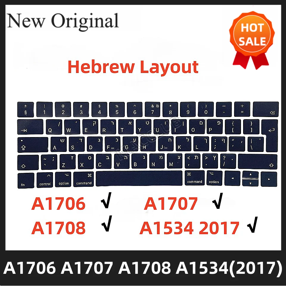 

Hebrew Israel Layout KeyCap for MacBook Pro Retina A1706 A1707 A1708 2016-2017 A1534 2017 Keyboard Key Cap keys