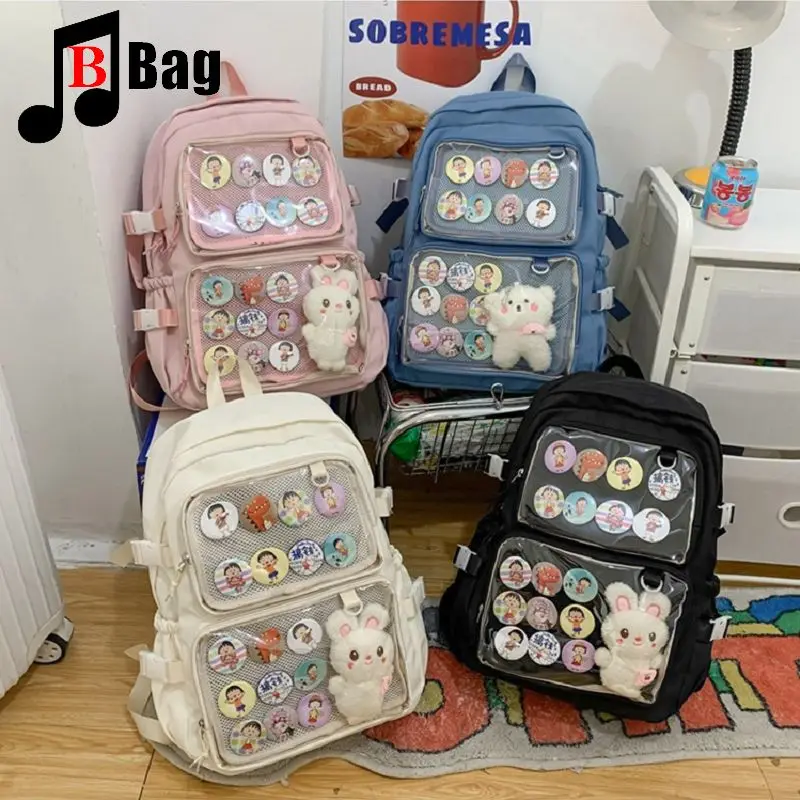 Gothic transparent ita bag light simple middle school backpack Korean version of leisure large capacity Japanese ins small fresh