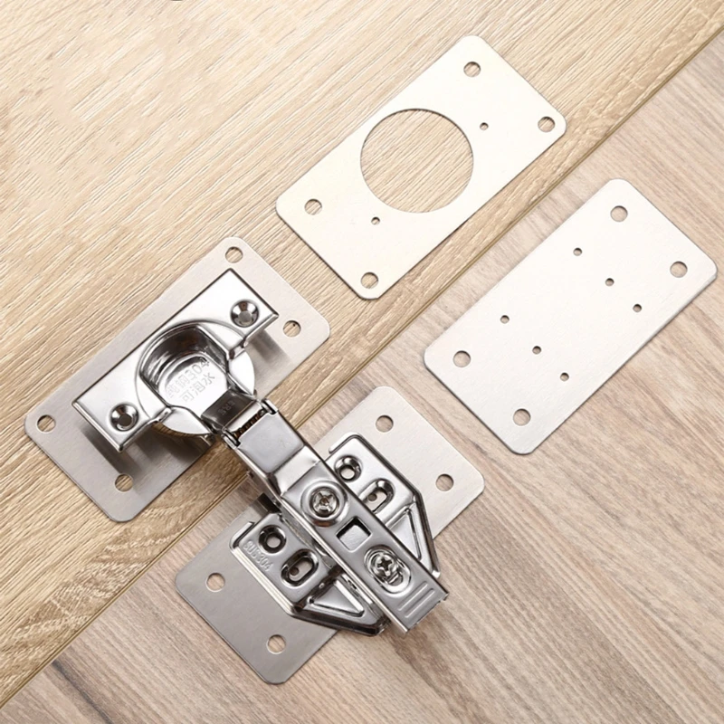 2 Pieces Of Durable Hinge Repair Plate Brushed Stainless Steel Fixing Plate Bracket Kit For Furniture Kitchen Closet Door