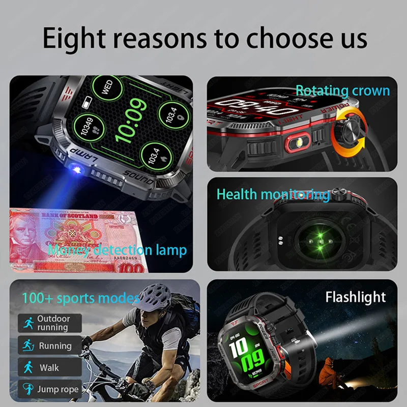 Nuovo per Huawei Xiaomi GPS militare Smart Watch uomo torcia bussola impermeabile sport all'aria aperta tracker chiamata Bluetooth Smartwatch - immagine 3