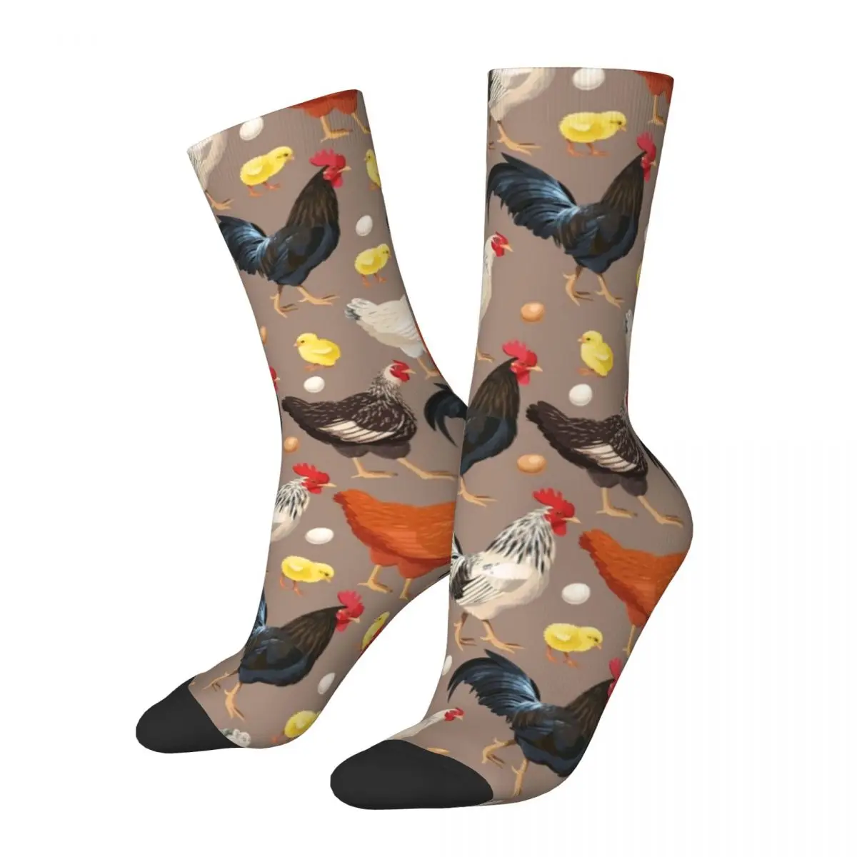 

Hip-hop Chicken Colorfull Pattern Football Socks Polyester Middle Tube Socks for Unisex