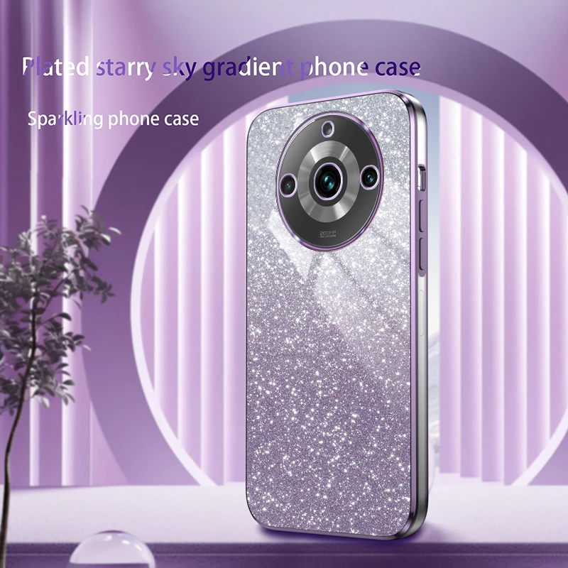 Luxury Bling Electroplate Glitter Phone Case with Soft TPU Bumper and Clear Back Cover