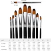 Artist Paint Brushes Set,9 Pcs Professional Filbert Brushes Long Handle Nylon Hair for Acrylic Oil Watercolor Gouache Painting 2