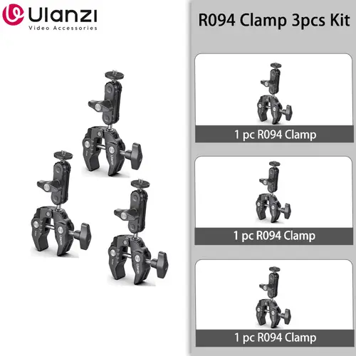 Ulanzi R094 Metal Super Clamp with Double Ball Head Magic Arm Clamp with 1/4" 3/8" Hole for DSLR Camera Monitor Light Mic Mount - Image 8