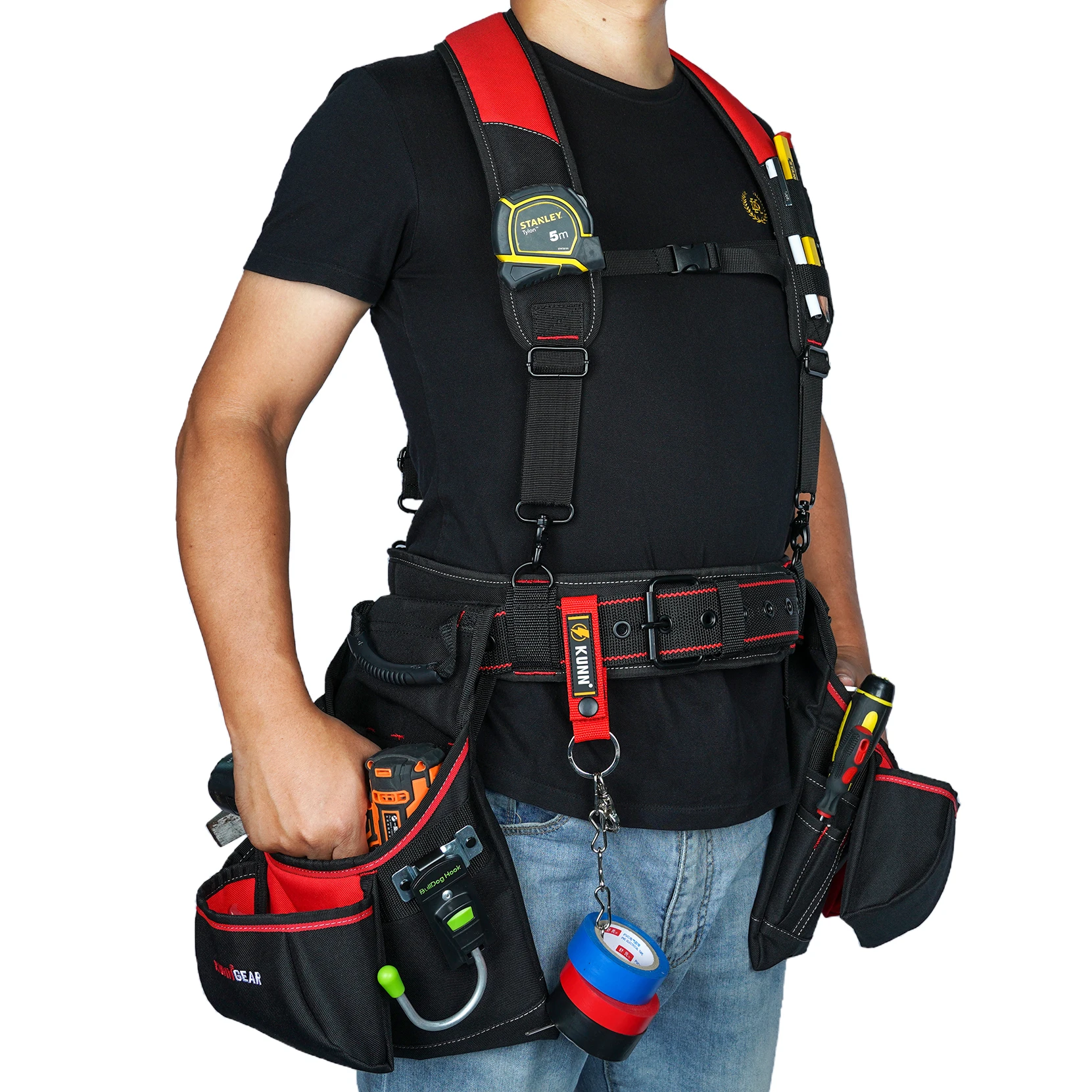KUNN Tool Belt with Suspenders,Pro Framer Belt/Suspenders Combo