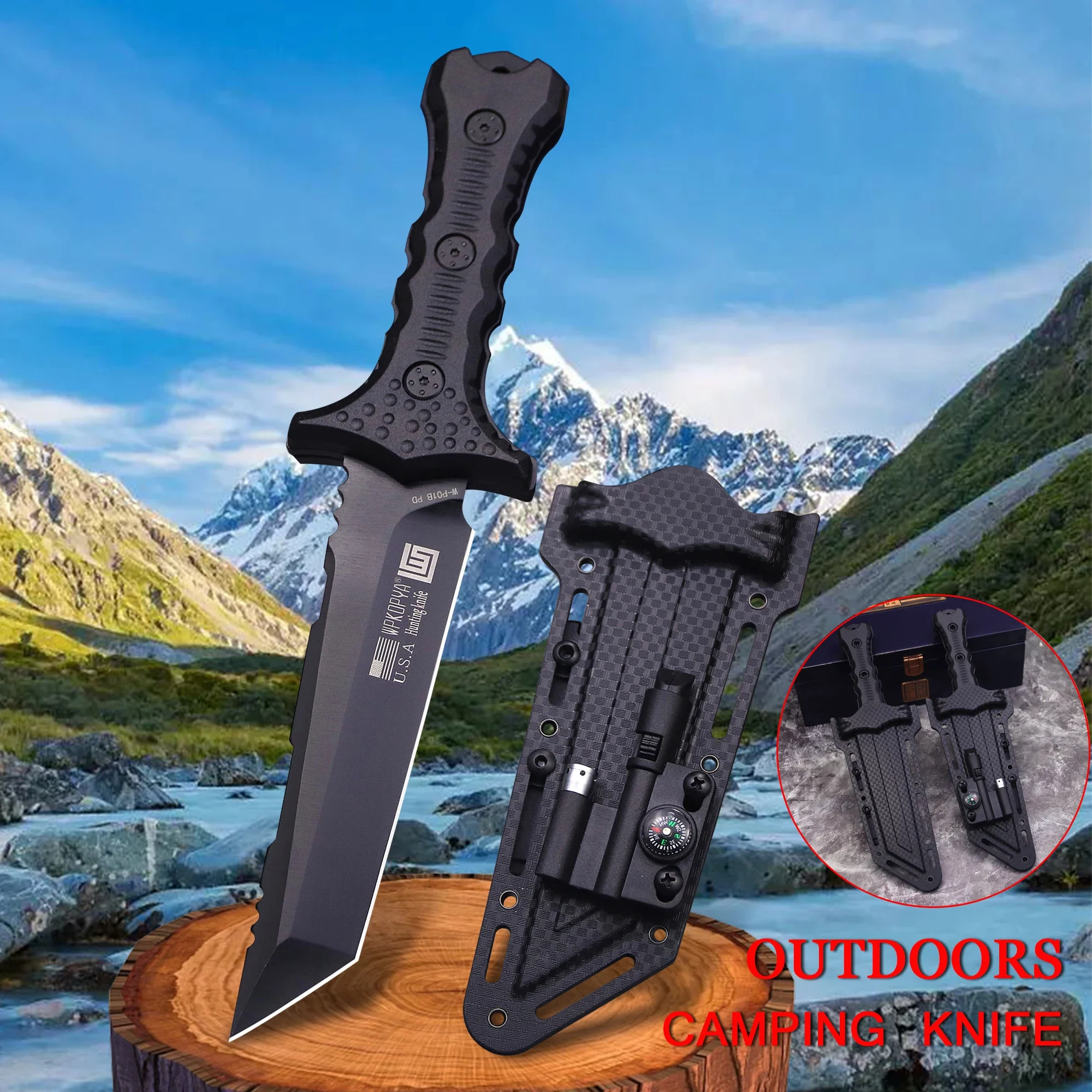 WPKOPYA (U.S.A) outdoor hunting straight Knife Blade HQ