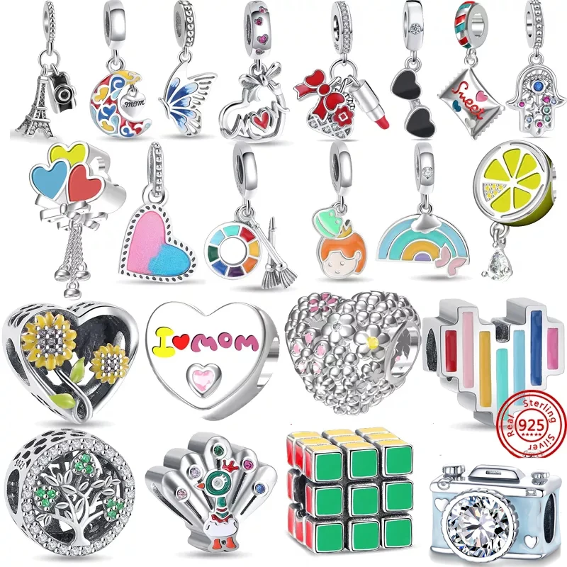

100% 925 Sterling Silver Camera Cube Lemon Love Lock Bead Dangle Charm Fit Original Pandora Bracelet DIY Women Jewelry Gift