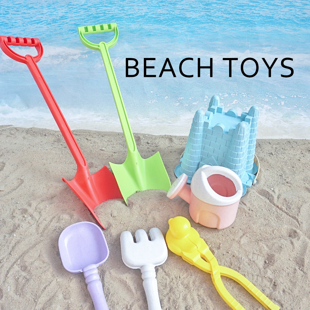 Children Wood Stick Beach Shovel Play House Stainless Steel Pointed Snow Thickened Plastic Shovel Outdoor Toy Kids Gift 5
