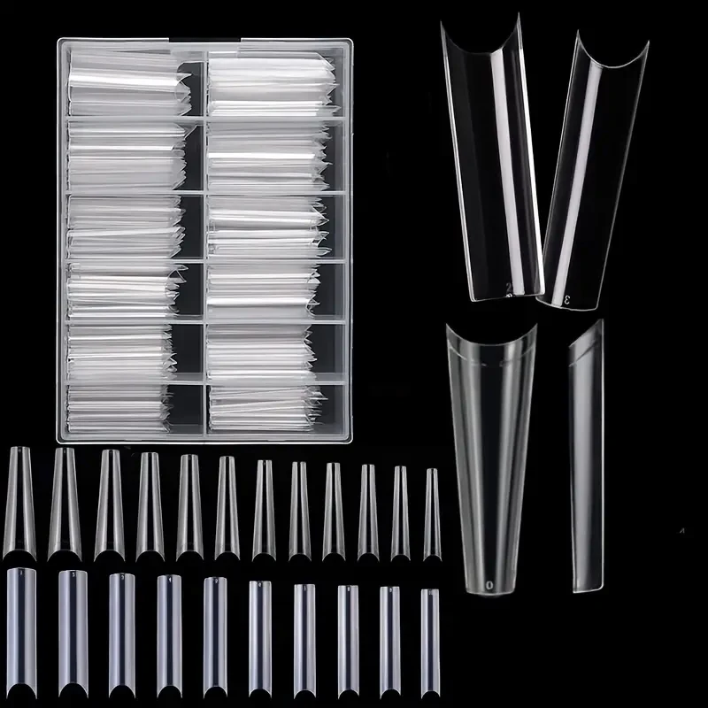 Nail Tips 240 Clear Fake Toenail Artificial Coffin Tip Half Cover Acrylic