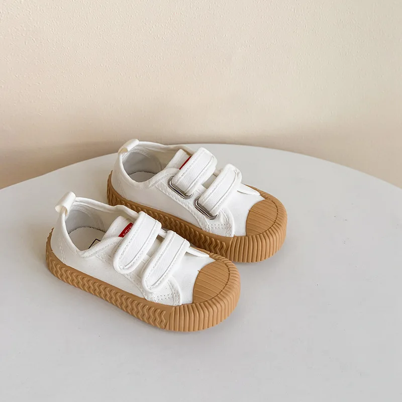 Children Canvas Shoes for Boys and Girls Spring  Autumn Hook and Loop Shoes Soft Bottom Breathable Toddler Baby Biscuit Shoes 6