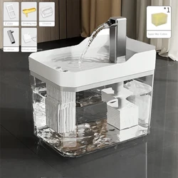 Transparent Cat Water Fountain with USB-Powered Recirculating Filter System - 1.5L (White)