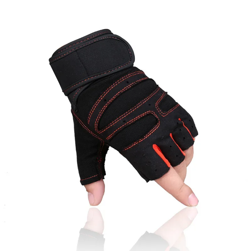 Cycling Gym Gloves Pink Wrist Support Non-Slip Elasticity Workout Gloves Sports Fingerless Woman Fitness Horizontal Bar