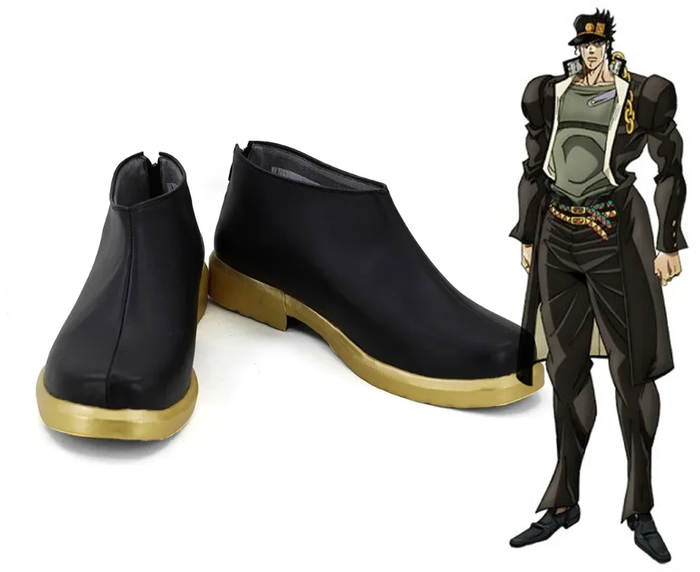 

JoJo's Bizarre Adventure Jotaro Kujo Cosplay Boots Black Shoes Custom Made Any Size