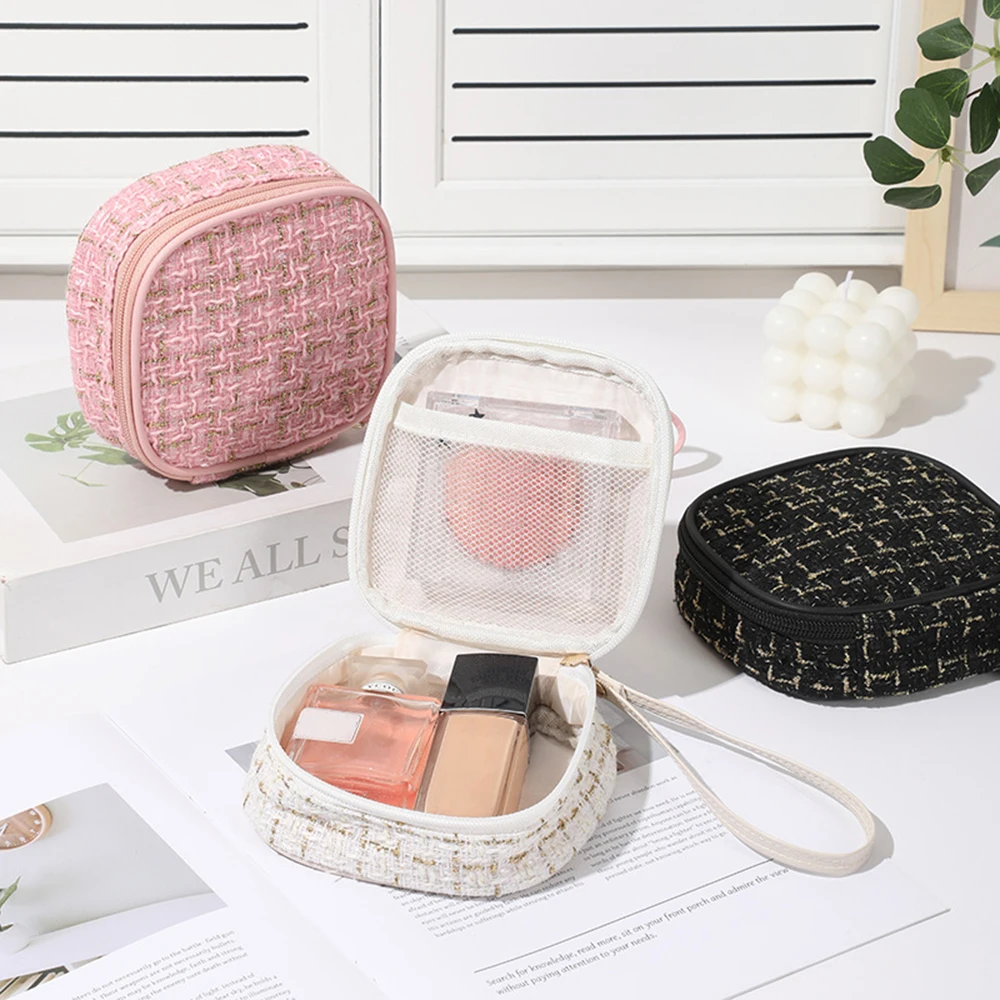 

Square Woven Cosmetic Bags Large Capacity Lipstick Toiletry Makeup Case Money Card Pouch Small Tampon Sanitary Napkin Organizer