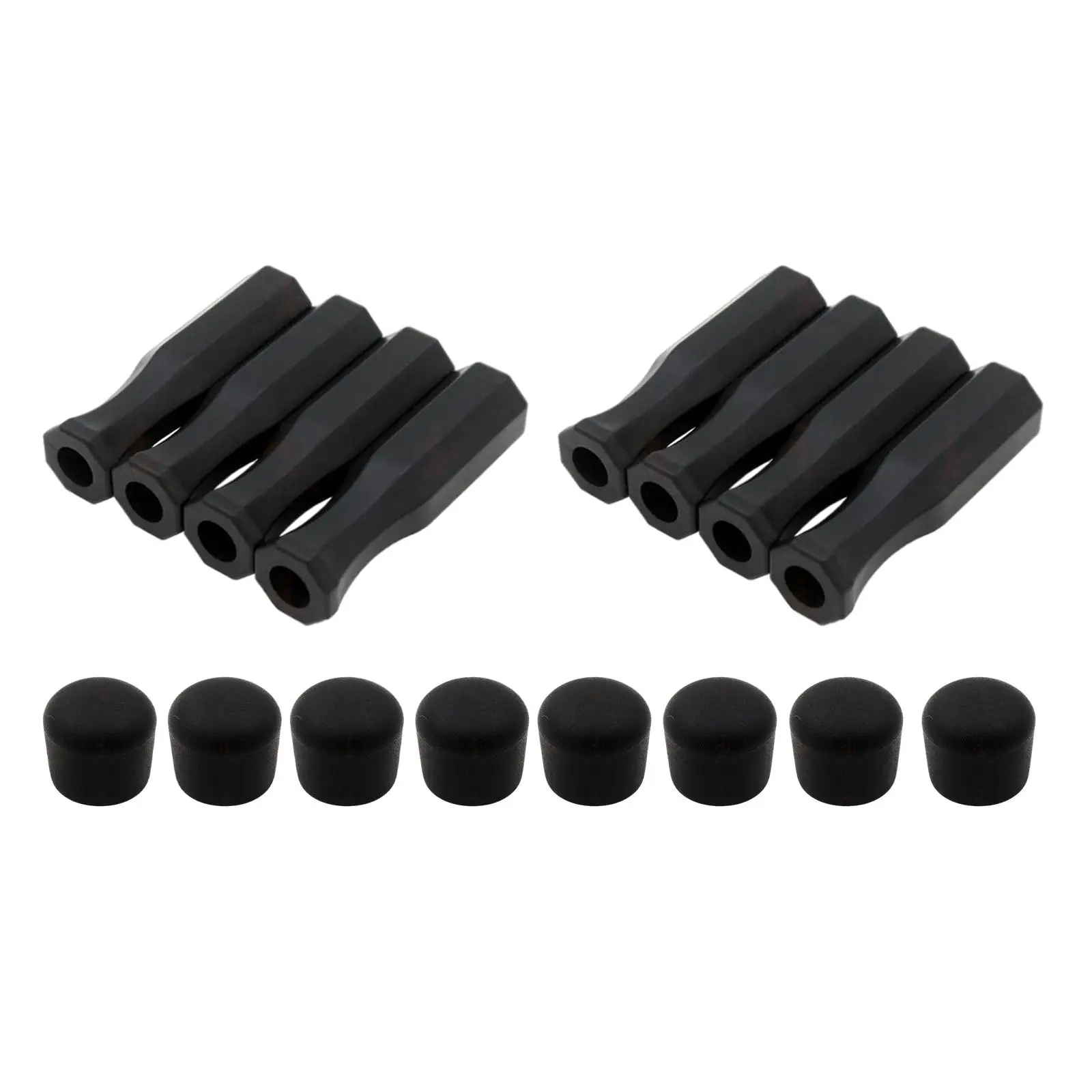 16Pcs Black Octagonal Handles and Safety End Caps for Standard Foosball Tables Soccer Table Replacement Handles Black 116mm table football game tabletop soccer game