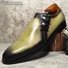 Italian Men's Oxford Polishing Mixed Colors Pointed Toe Casual Mens Dress Shoes Lace Up Wedding Office Leather Shoes Men 1