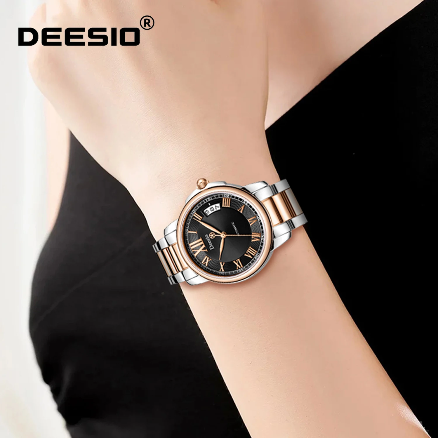 Deesio – montre mécanique automatique pour femmes, en acier inoxydable, avec date, étanche 50M, montre-bracelet de luxe pour dames, cadeaux