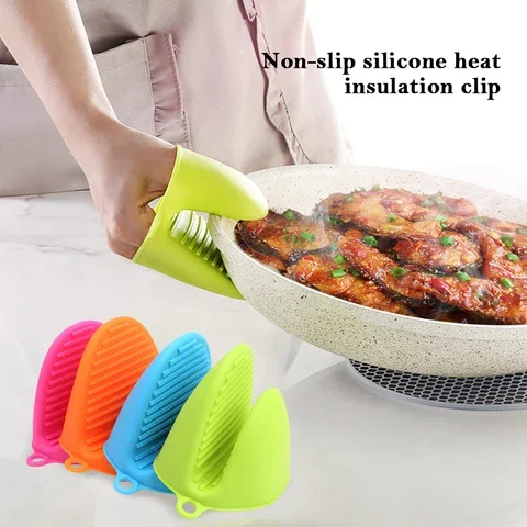 

Thicken Silicone Baking Oven Mitts 1pc Heat Insulation Microwave Oven Glove Anti-slip Grips Bowl Pot Clips Kitchen Gadgets