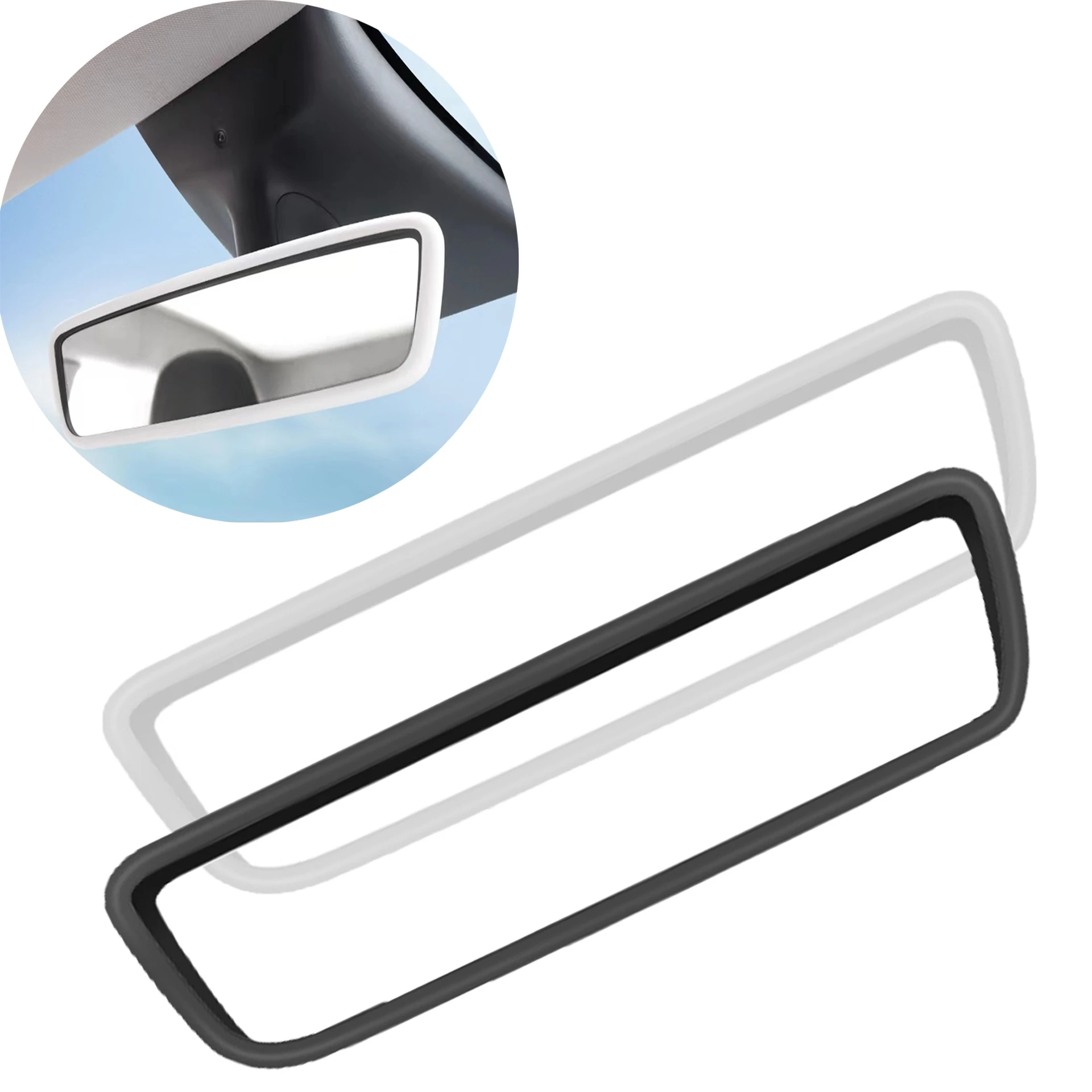 

Car Rearview Mirror Protective Cover Silicone Frame Protective Case Screen Protection Accessories For Tesla Model 3/Y