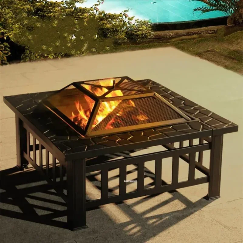 Chimeneas Patio bonfire เครื่องทําความร้อนสวนเตาผิงเตาไม้ถ่านเครื่องทําความร้อนเตาบ้านบาร์บีคิวตาราง Camping เต็นท์เตา b 1