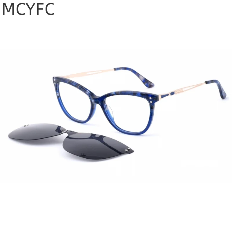 

MCYFC Hand Made Sun Glasses for Women Acetate and UV Outdoor Eyeglasses for Men Two Uses Sunshine Protection Sun Glasses Woman