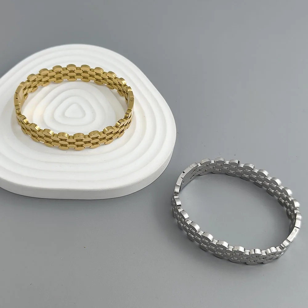 Bangle Bracelet Stainless Steel Bracelet honeycomb hollow gold-plated stainless steel bracelet waterproof silver bracelet couple jewelry