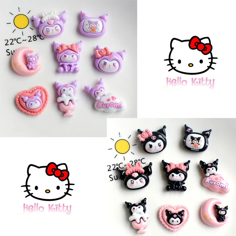 

10 шт. Sanrios Kuromi каучук для ногтевого дизайна каучук мультфильм Сделай Сам оболочка для телефона маникюрные украшения для ногтей аниме накладки аксессуары для волос