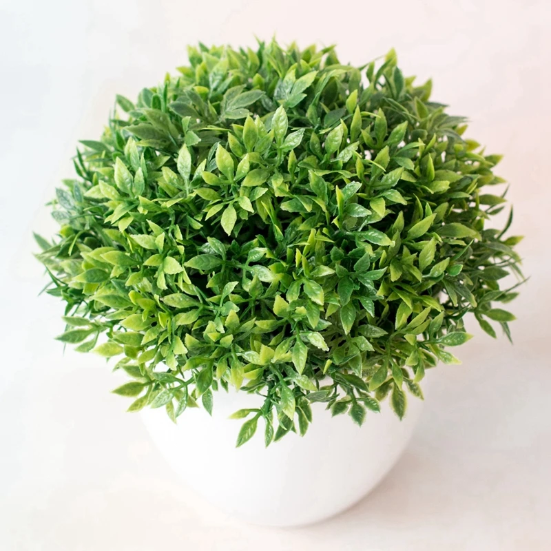 1Pcs 14cm Mini Artificial Plants Potted for Indoor Home Table Bedroom Decor Wedding Decoration Garden Outdoor DIY Pot With Basin