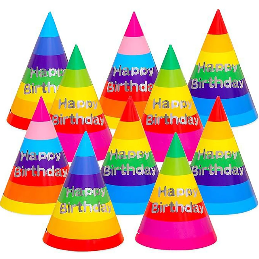 10Pcs Paper Cone Birthday Hats For Girls Boys Party Decorations