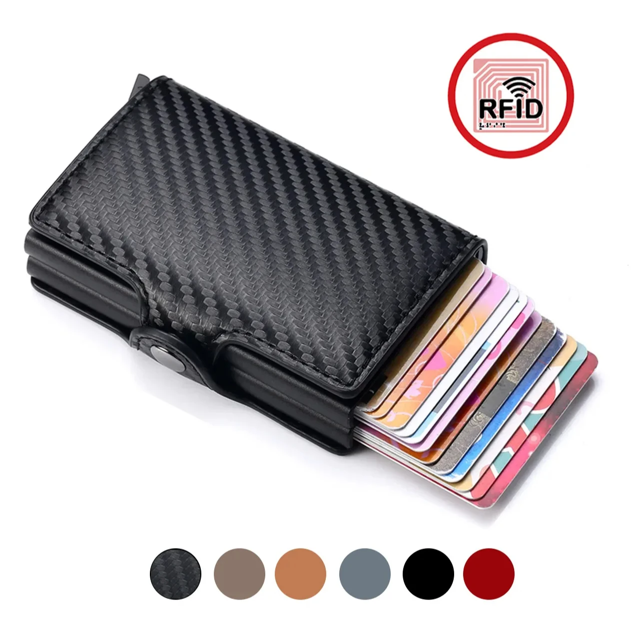 Rfid Men Credit Card Holder Wallets Luxury Carbon Fiber Slim Mini Wallet 14 Bank Cardholder Case Small Money Bag Male Purses