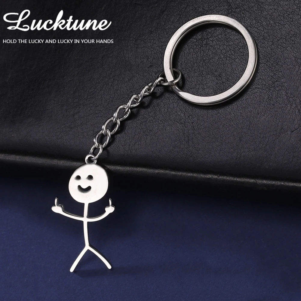 LucktuneFunnyFxckYouMiddleFingerStickmanDoodleKeychain
