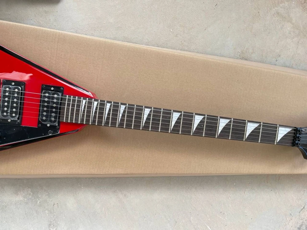 Flyoung Red Electric Guitar Rosewood Fretboard Tremolo Bridge Offer Customize