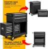 6-Drawer Rolling Tool Chest, 3-in-1 Tool Box Organizer w/Auto Locking System & Lockable Wheels & Sliding Drawers &Detachable Top 3
