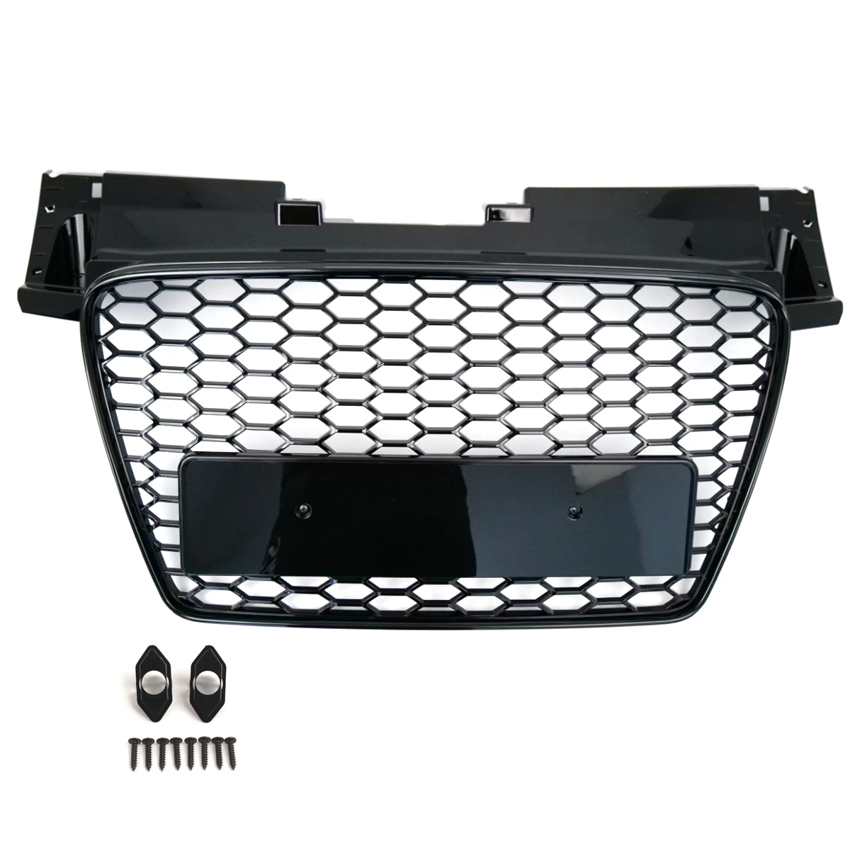 아우디 TT TTS MK2 2007-2014 8J0853651L용 ABS 자동차 전면 범퍼 그릴 커버 광택 블랙 허니콤 메쉬 센터 그릴