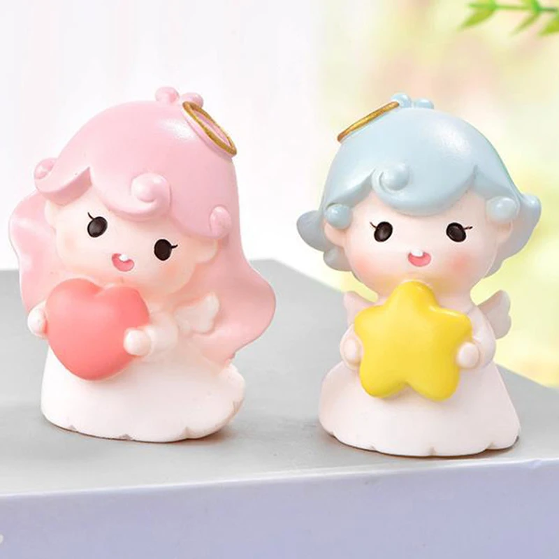 1 Pair Angel Couple Doll Cake Toppers Cake Decoration Figurine DIY Micro Landscape