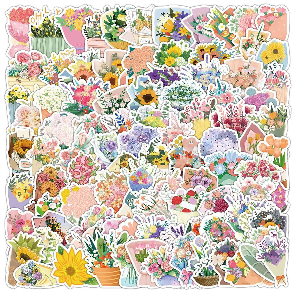 10/30/50/100pcs Kawaii Sunflowers Flowers Stickers Art Girls Cartoon Sticker Decorative Luggage Guitar Scrapbooking Decal Gift 1pc newborn photography blanket sunflowers digital printing decorative calendar flannel blanket