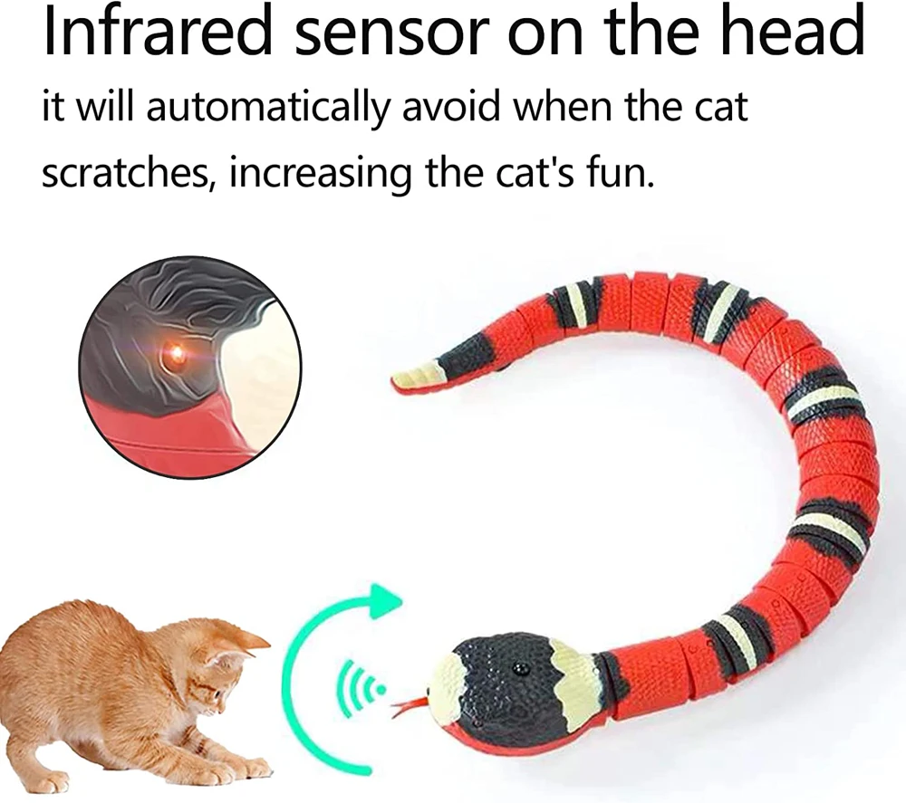 Usb Recarregável Inteligente Detectando Brinquedos Interativos Gato Eletrônico Automático Cobra Gato Teasering Playkitten Brinquedos para Gatos Cães Pet - Imagem 4