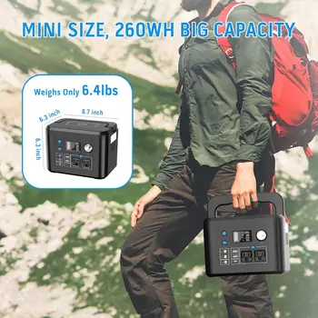 Powkey Portable Power Station 350W 260Wh/70000mAh Backup Lithium Battery, 110V Pure Sine Wave Power Bank for Outdoors Camping 2
