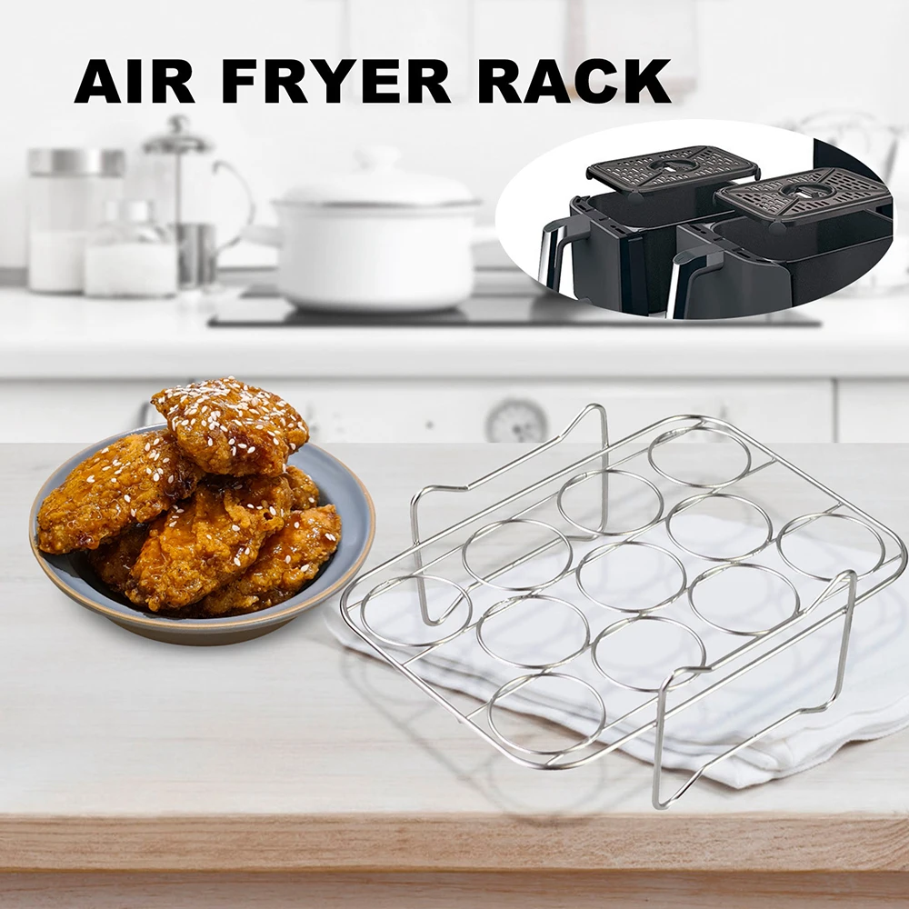 Air Fryer Grill Grid for Ninja Stainless Steel Rectangle Roasting Rack  Durable BBQ Skewer Stand Oven Airfryer Accessories - AliExpress