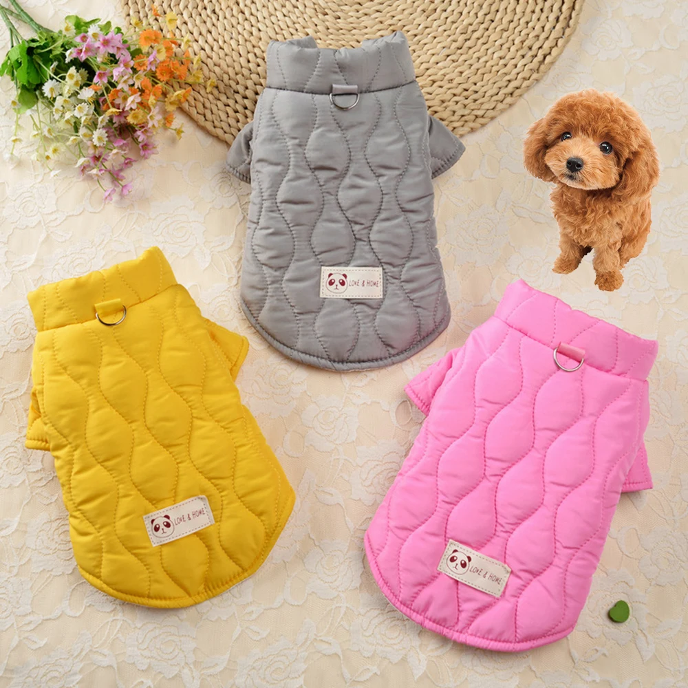 Warm Pet Dog Padded Clothes Solid Classic Chihuahua Pug Jacket Autumn Winter Puppy Coat Outfit For Small Medium Dogs Cats